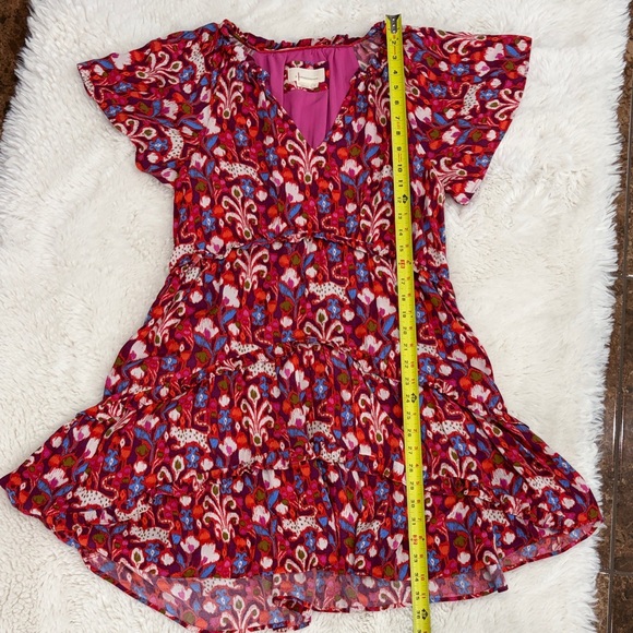 Anthropologie ,Size S,Floral V-Neck Women dress - Red and Pink - Picture 9 of 15